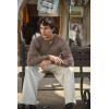 COOFANDY Men Casual Knit Sweater Quarter Button Henley Long Sleeve Slim Fit Twisted Pullover Sweater(Brown and White)