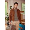 COOFANDY Men Casual Knit Sweater Quarter Button Henley Long Sleeve Slim Fit Twisted Pullover Sweater(Brown and White)