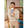 COOFANDY Men Casual Knit Sweater Quarter Button Henley Long Sleeve Slim Fit Twisted Pullover Sweater(Cream Color)