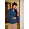 COOFANDY Men Casual Knit Sweater Quarter Button Henley Long Sleeve Slim Fit Twisted Pullover Sweater(Dark Blue)