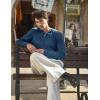 COOFANDY Men Casual Knit Sweater Quarter Button Henley Long Sleeve Slim Fit Twisted Pullover Sweater(Dark Blue)