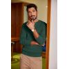 COOFANDY Men Casual Knit Sweater Quarter Button Henley Long Sleeve Slim Fit Twisted Pullover Sweater(Lake Green)