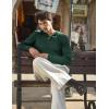 COOFANDY Men Casual Knit Sweater Quarter Button Henley Long Sleeve Slim Fit Twisted Pullover Sweater(Lake Green)