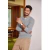COOFANDY Men Casual Knit Sweater Quarter Button Henley Long Sleeve Slim Fit Twisted Pullover Sweater(Light Grey)