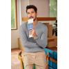 COOFANDY Men Casual Knit Sweater Quarter Button Henley Long Sleeve Slim Fit Twisted Pullover Sweater(Light Grey)