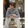 COOFANDY Men Casual Knit Sweater Quarter Button Henley Long Sleeve Slim Fit Twisted Pullover Sweater(Light Grey)