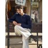COOFANDY Men Casual Knit Sweater Quarter Button Henley Long Sleeve Slim Fit Twisted Pullover Sweater(Navy Blue)