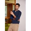 COOFANDY Men Casual Knit Sweater Quarter Button Henley Long Sleeve Slim Fit Twisted Pullover Sweater(Navy Blue)
