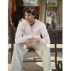 COOFANDY Men Casual Knit Sweater Quarter Button Henley Long Sleeve Slim Fit Twisted Pullover Sweater(White)