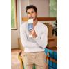 COOFANDY Men Casual Knit Sweater Quarter Button Henley Long Sleeve Slim Fit Twisted Pullover Sweater(White)