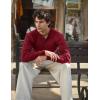 COOFANDY Men Casual Knit Sweater Quarter Button Henley Long Sleeve Slim Fit Twisted Pullover Sweater(Wine Red)