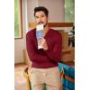 COOFANDY Men Casual Knit Sweater Quarter Button Henley Long Sleeve Slim Fit Twisted Pullover Sweater(Wine Red)