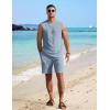 COOFANDY Men’s 2 Piece Outfits Beach Knit Jacquard Sleeveless Shirt and Shorts Sets Summer Athletic Vacation Set(Light Blue)