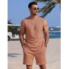 COOFANDY Men’s 2 Piece Outfits Beach Knit Jacquard Sleeveless Shirt and Shorts Sets Summer Athletic Vacation Set(Light Khaki)
