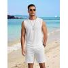 COOFANDY Men’s 2 Piece Outfits Beach Knit Jacquard Sleeveless Shirt and Shorts Sets Summer Athletic Vacation Set(White)