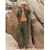 COOFANDY Mens 2 Piece Sets Summer Outfits Short Sleeve Button Down Shirt Loose Pant Sets Beach Vacation Outfits(Army Green)