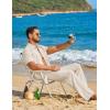 COOFANDY Mens 2 Piece Sets Summer Outfits Short Sleeve Button Down Shirt Loose Pant Sets Beach Vacation Outfits(Beige)