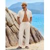 COOFANDY Mens 2 Piece Sets Summer Outfits Short Sleeve Button Down Shirt Loose Pant Sets Beach Vacation Outfits(Beige)