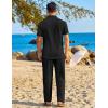 COOFANDY Mens 2 Piece Sets Summer Outfits Short Sleeve Button Down Shirt Loose Pant Sets Beach Vacation Outfits(Black)