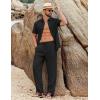 COOFANDY Mens 2 Piece Sets Summer Outfits Short Sleeve Button Down Shirt Loose Pant Sets Beach Vacation Outfits(Black)