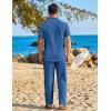 COOFANDY Mens 2 Piece Sets Summer Outfits Short Sleeve Button Down Shirt Loose Pant Sets Beach Vacation Outfits(Denim Blue)