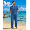 COOFANDY Mens 2 Piece Sets Summer Outfits Short Sleeve Button Down Shirt Loose Pant Sets Beach Vacation Outfits(Denim Blue)