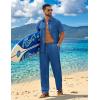COOFANDY Mens 2 Piece Sets Summer Outfits Short Sleeve Button Down Shirt Loose Pant Sets Beach Vacation Outfits(Denim Blue)