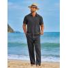 COOFANDY Mens 2 Piece Sets Summer Outfits Short Sleeve Button Down Shirt Loose Pant Sets Beach Vacation Outfits(Grey)