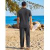 COOFANDY Mens 2 Piece Sets Summer Outfits Short Sleeve Button Down Shirt Loose Pant Sets Beach Vacation Outfits(Grey)