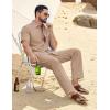COOFANDY Mens 2 Piece Sets Summer Outfits Short Sleeve Button Down Shirt Loose Pant Sets Beach Vacation Outfits(Khaki)