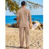 COOFANDY Mens 2 Piece Sets Summer Outfits Short Sleeve Button Down Shirt Loose Pant Sets Beach Vacation Outfits(Khaki)