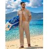 COOFANDY Mens 2 Piece Sets Summer Outfits Short Sleeve Button Down Shirt Loose Pant Sets Beach Vacation Outfits(Khaki)