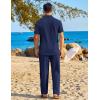 COOFANDY Mens 2 Piece Sets Summer Outfits Short Sleeve Button Down Shirt Loose Pant Sets Beach Vacation Outfits(Navy Blue)