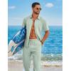COOFANDY Mens 2 Piece Sets Summer Outfits Short Sleeve Button Down Shirt Loose Pant Sets Beach Vacation Outfits(Sage Green)