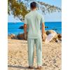 COOFANDY Mens 2 Piece Sets Summer Outfits Short Sleeve Button Down Shirt Loose Pant Sets Beach Vacation Outfits(Sage Green)