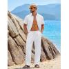 COOFANDY Mens 2 Piece Sets Summer Outfits Short Sleeve Button Down Shirt Loose Pant Sets Beach Vacation Outfits(White)