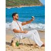 COOFANDY Mens 2 Piece Sets Summer Outfits Short Sleeve Button Down Shirt Loose Pant Sets Beach Vacation Outfits(White)