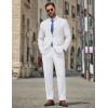 COOFANDY Men’s 2 Piece Suit Slim Fit Two Buttons Dress Suits Solid Jacket and Pants Set Tuxedo for Wedding Prom Business(White)