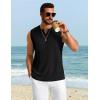 COOFANDY Mens Casual Tank Top V Neck Knit Jacquard Sleeveless T Shirts Lightweight Summer Beach Textured Tank(Black)