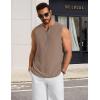 COOFANDY Mens Casual Tank Top V Neck Knit Jacquard Sleeveless T Shirts Lightweight Summer Beach Textured Tank(Khaki)