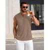 COOFANDY Mens Casual Tank Top V Neck Knit Jacquard Sleeveless T Shirts Lightweight Summer Beach Textured Tank(Khaki)