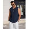 COOFANDY Mens Casual Tank Top V Neck Knit Jacquard Sleeveless T Shirts Lightweight Summer Beach Textured Tank(Navy Blue)