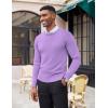 COOFANDY Men’s Crewneck Sweaters Long Sleeve Dress Knit Sweater Lightweight Slim Fit Pullover Sweaters(Purple)