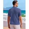 COOFANDY Men’s Knit Button Down Shirt Short Sleeve Vintage Polo Shirts Summer Casual Beach Tops(Deep Blue)
