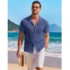 COOFANDY Men’s Knit Button Down Shirt Short Sleeve Vintage Polo Shirts Summer Casual Beach Tops(Deep Blue)