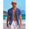 COOFANDY Men’s Knit Button Down Shirt Short Sleeve Vintage Polo Shirts Summer Casual Beach Tops(Deep Blue)