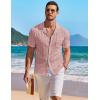 COOFANDY Men’s Knit Button Down Shirt Short Sleeve Vintage Polo Shirts Summer Casual Beach Tops(Dusty Pink)