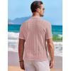 COOFANDY Men’s Knit Button Down Shirt Short Sleeve Vintage Polo Shirts Summer Casual Beach Tops(Dusty Pink)