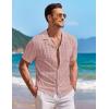 COOFANDY Men’s Knit Button Down Shirt Short Sleeve Vintage Polo Shirts Summer Casual Beach Tops(Dusty Pink)