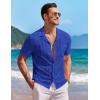 COOFANDY Men’s Knit Button Down Shirt Short Sleeve Vintage Polo Shirts Summer Casual Beach Tops(Sky Blue)